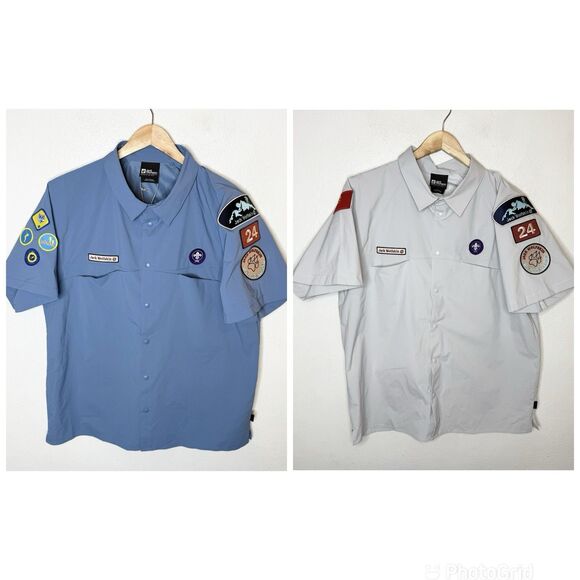 Bundle Of 2 Jack Wolfskin Asia Wanderwhim Shirts Snap‎ Up Patch Men’s Large - Picture 1 of 16